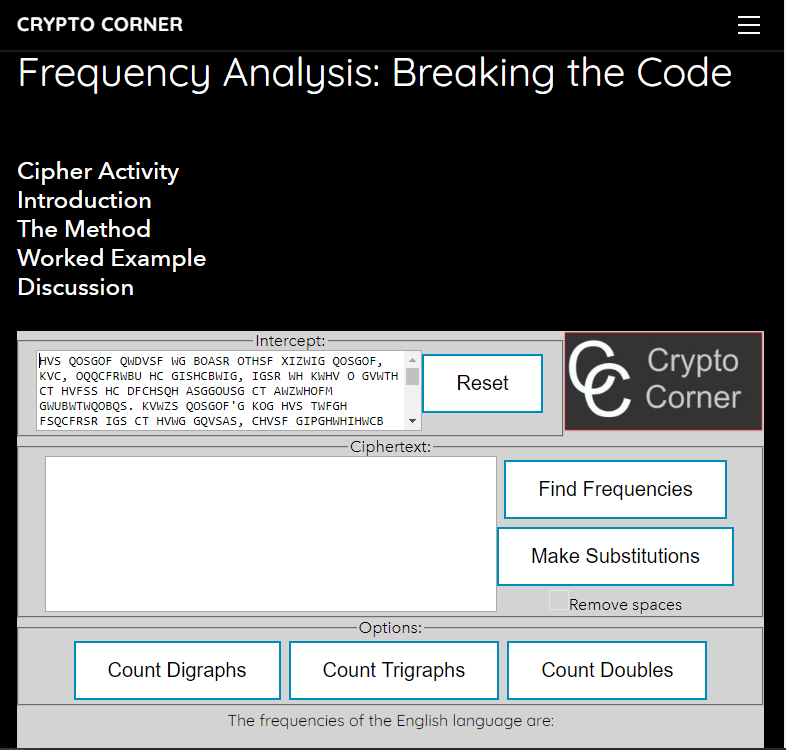 crypto corner frequency analysis