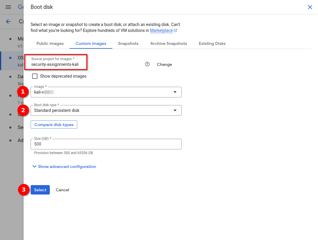 intro to gcp/boot disk settings 2